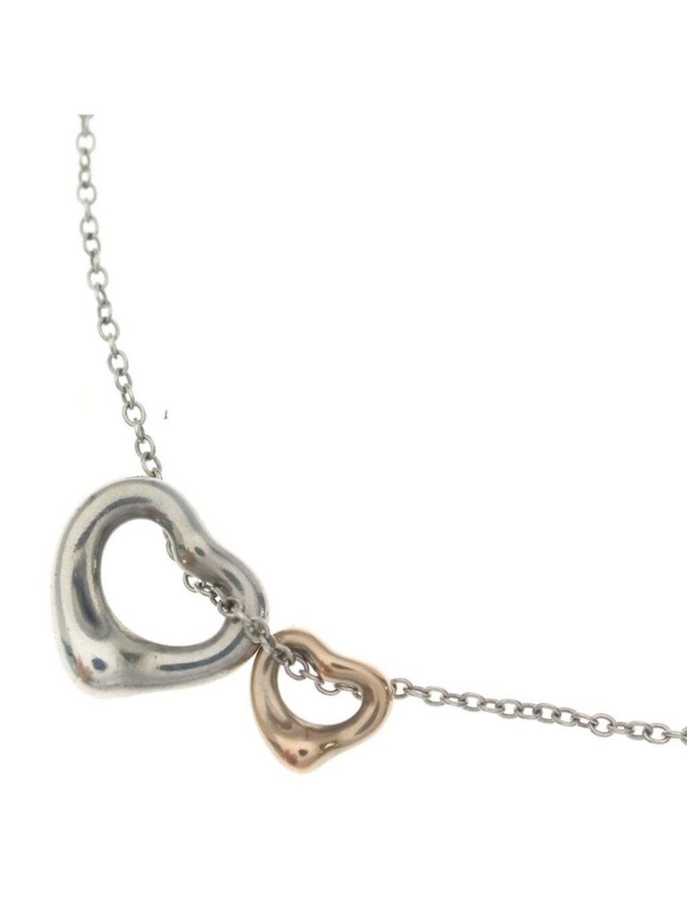 Tiffany & Co Elsa Peretti Double Open Heart Necklace Pink Gold